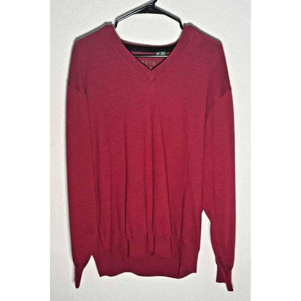 Orvis sweater mens XL Merino Wool V Neck Long Sleeve Maroon Pullover VGC